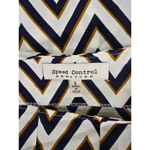 Speed Control New York Size L Chevron Black and White Party Dress Cinched at Wai - Picture 3 of 8